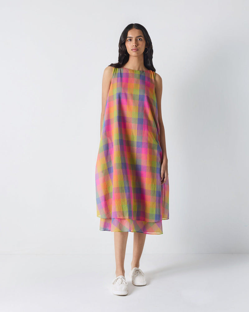 Double Layer Dress - Multi Color Checks