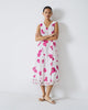 Ceylon Layered Dress - White & Fuchsia Print