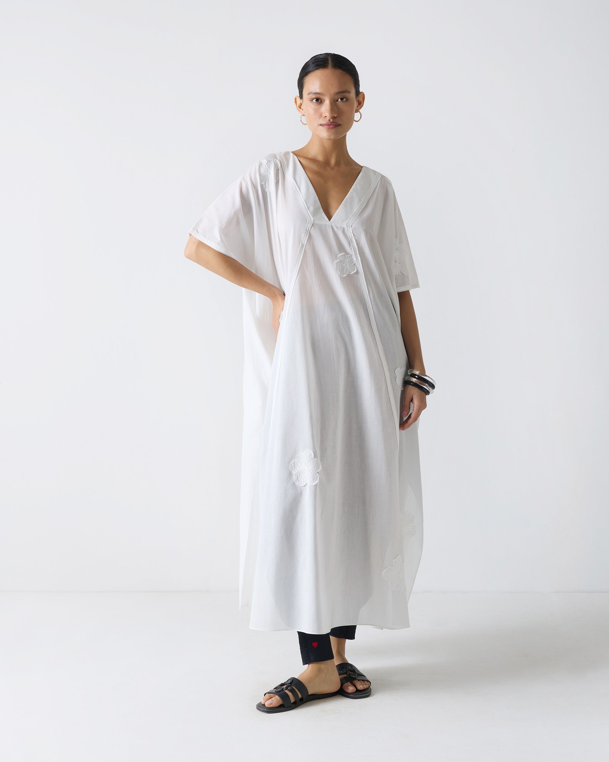 Bodrum Kaftan - White Embroidery