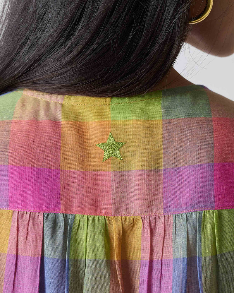 Pleated Waist Kurta - Multi Color Checks