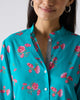 Basic Mid Length Kurta - Teal & Fuchsia Print