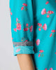 Basic Mid Length Kurta - Teal & Fuchsia Print