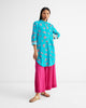 Basic Mid Length Kurta - Teal & Fuchsia Print