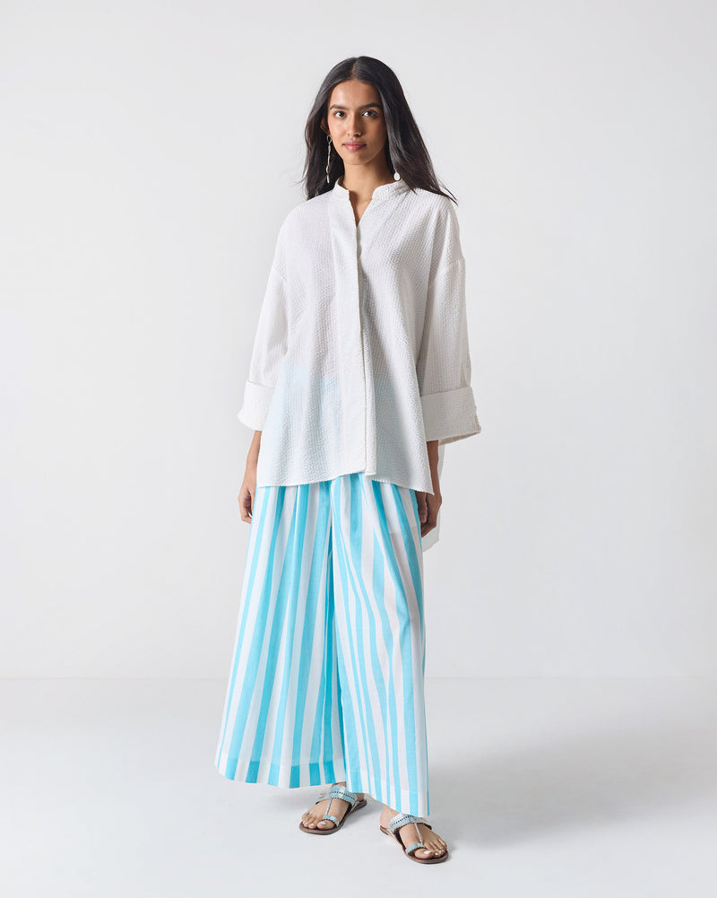 Soto Flared Pants - Aqua & White Stripes