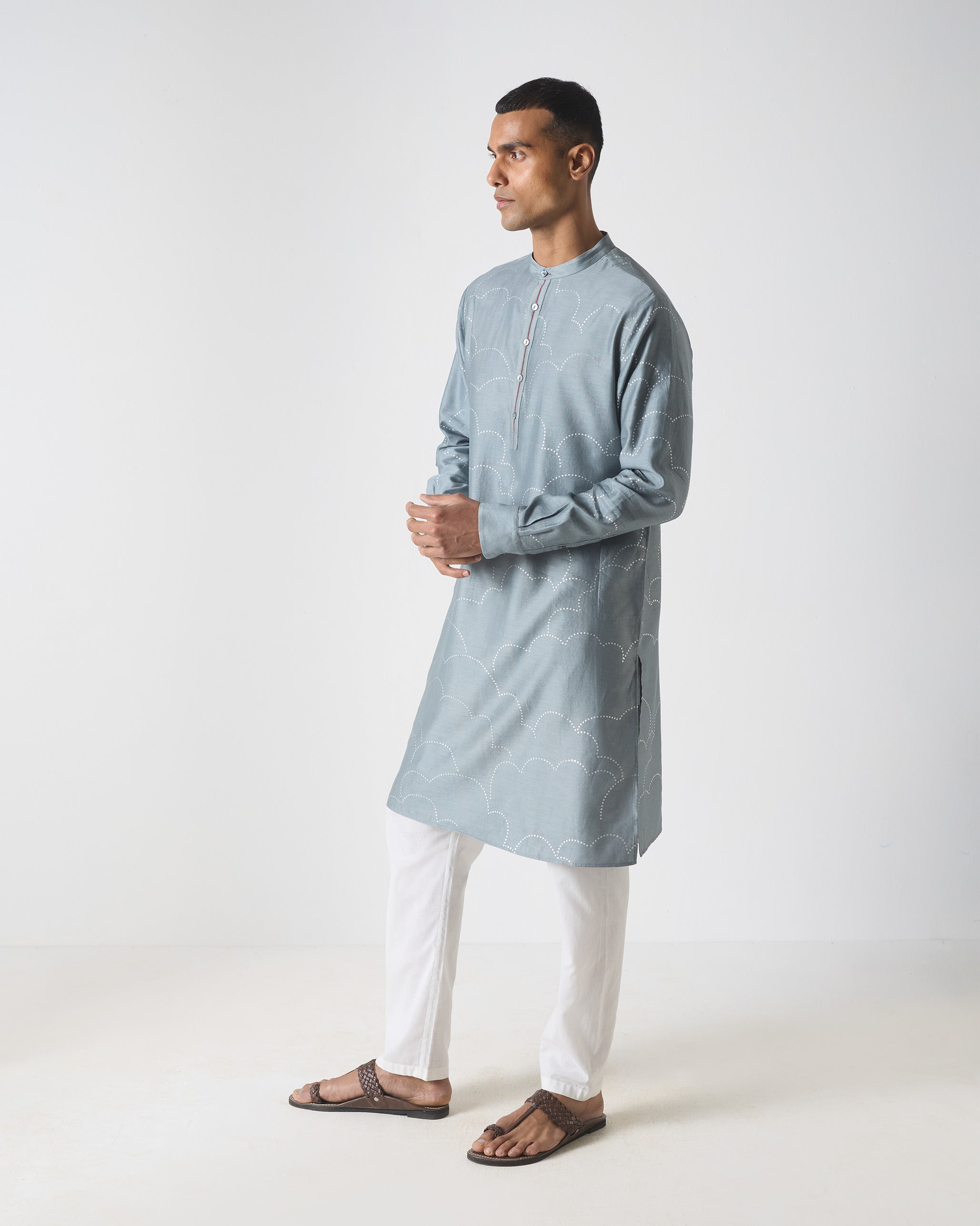 Astral Kurta - Grey & Silver Print