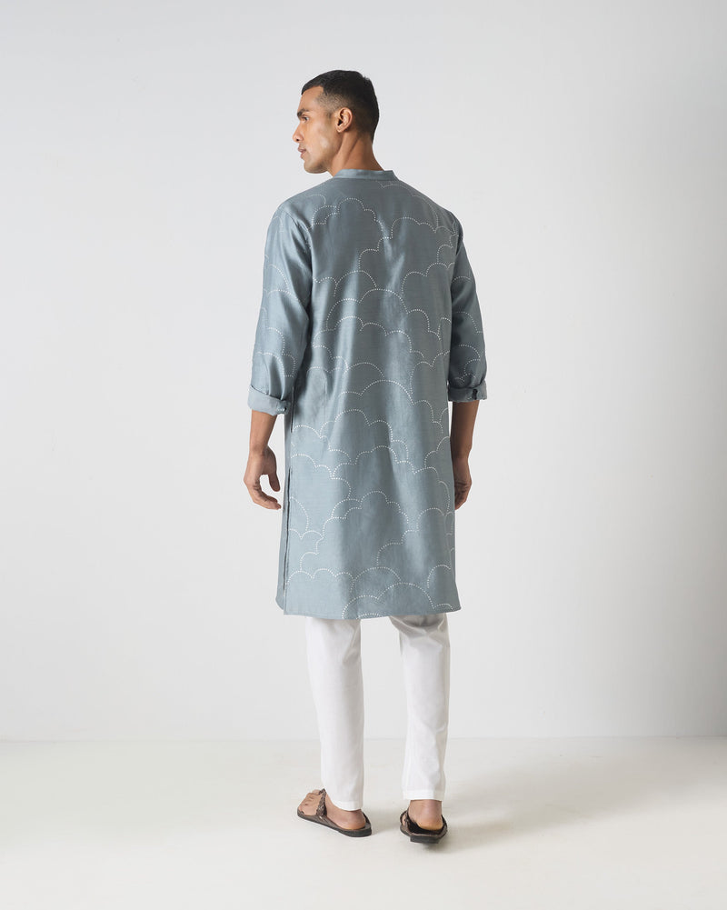 Astral Kurta - Grey & Silver Print