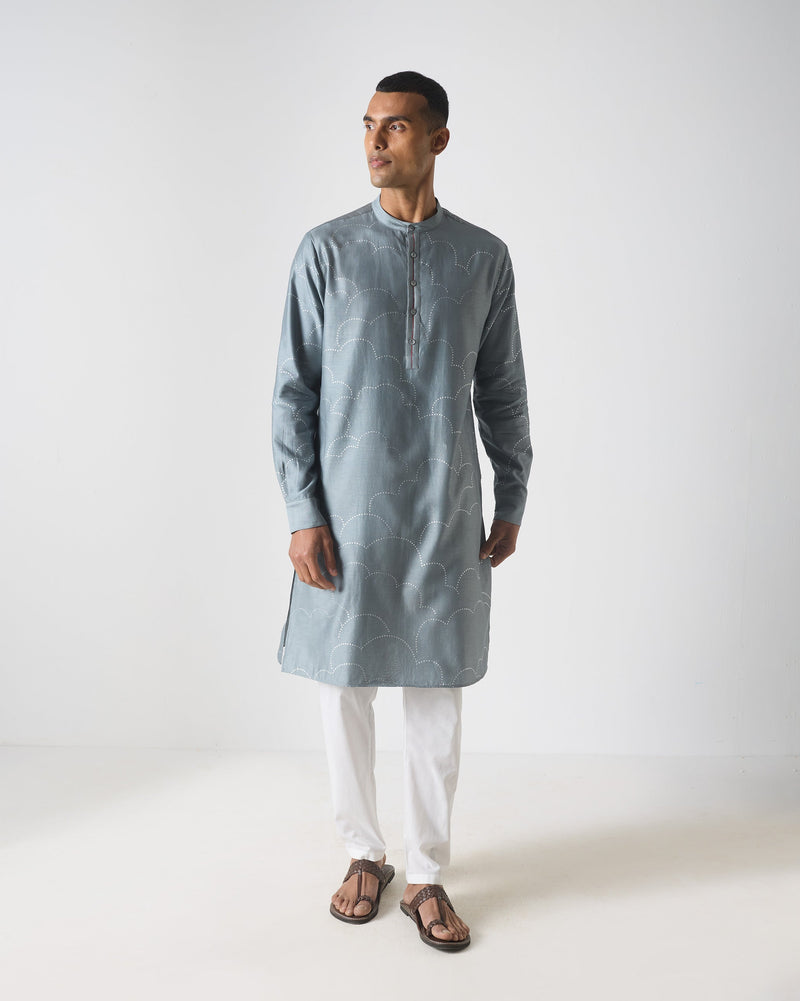 Astral Kurta - Grey & Silver Print