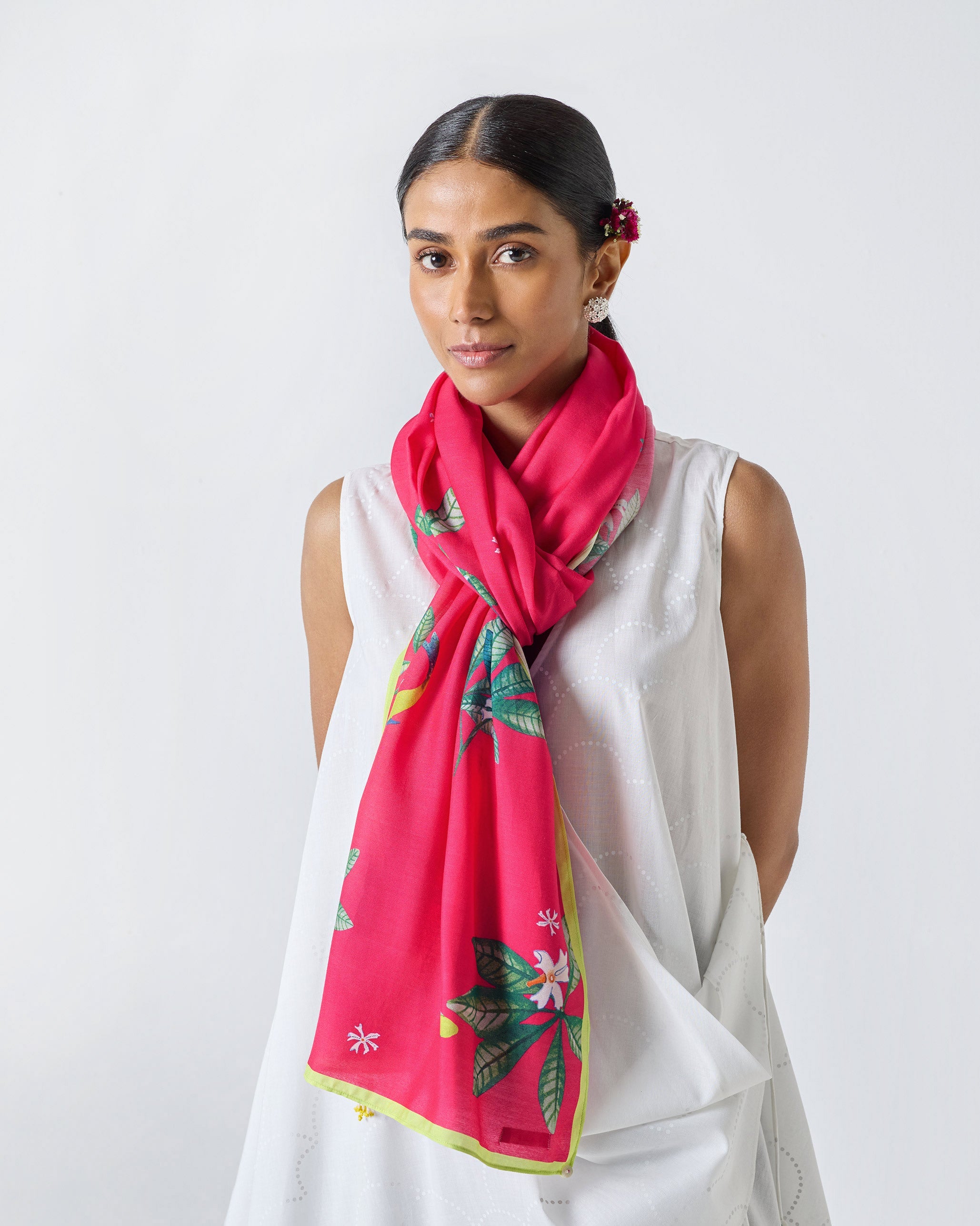 Leaping Fish Scarf - Fuchsia