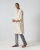 Neckband Kurta - Ivory & Charcoal Embroidered