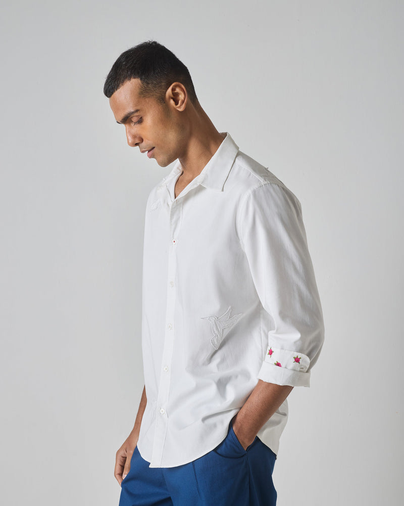 Classic Shirt - White Embroidered