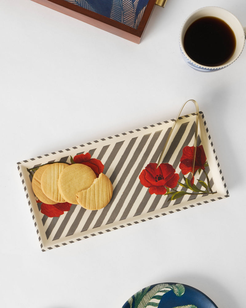 Striped Poppy Cookie Tray with Tong