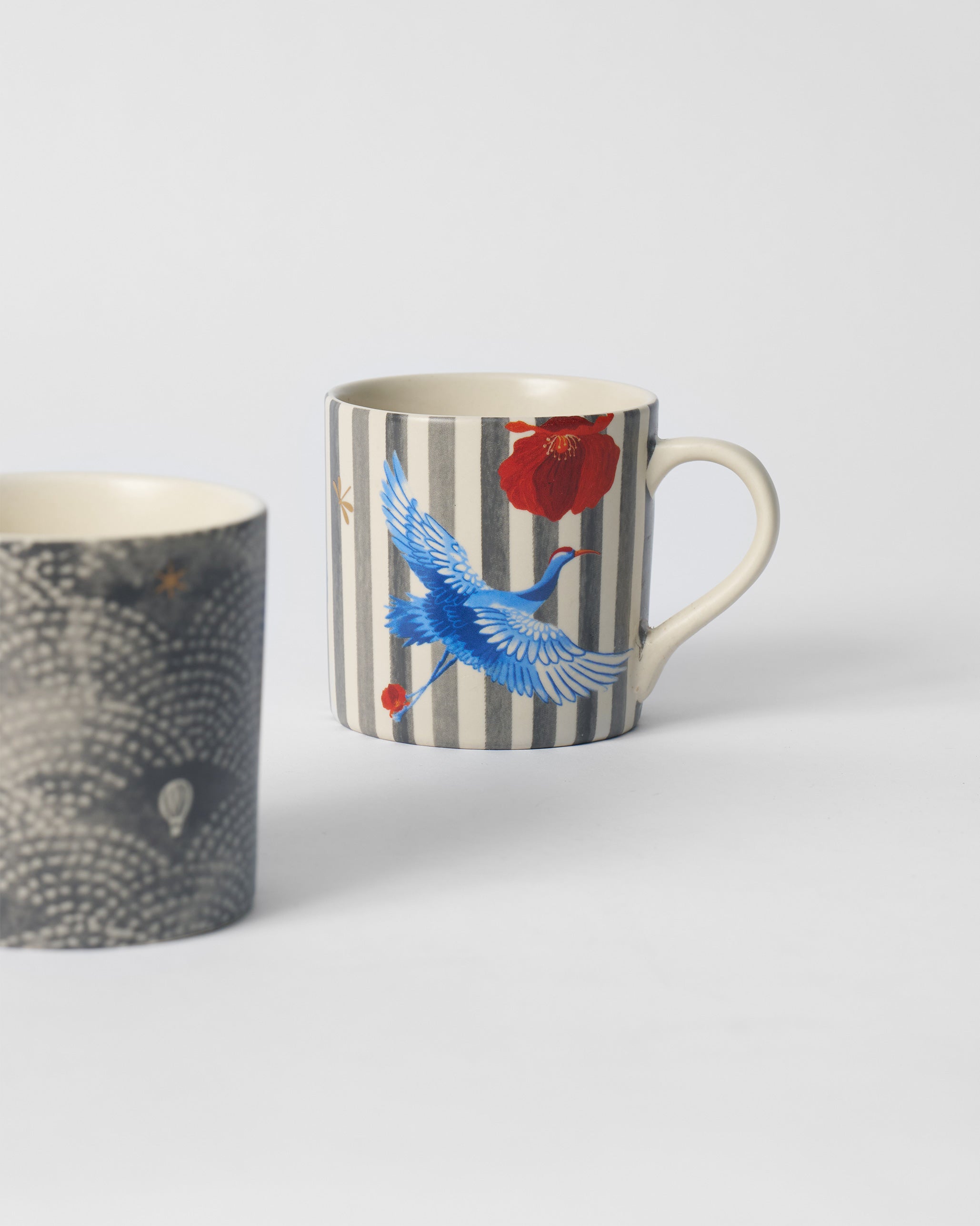 Striped Crane Straight Mug - Set of 2