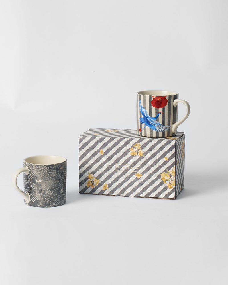 Striped Crane Straight Mug - Set of 2