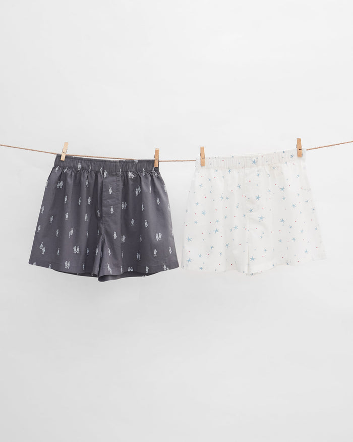 Mariner Boxer (Set of 2) - White & Charcoal