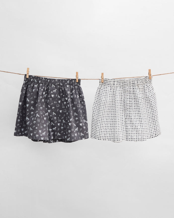 Play Set Boxers (Set of 2) - Charcoal & Ivory