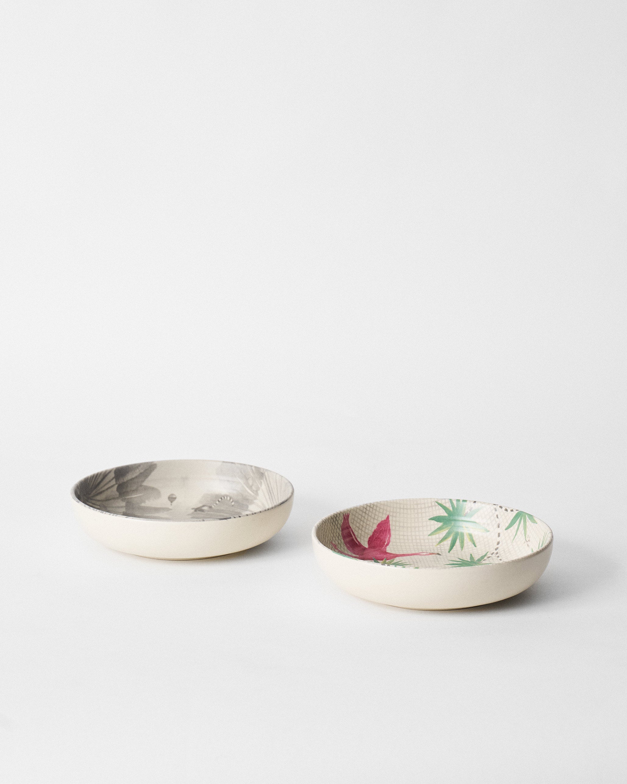 Flamingo Lush Shallow Bowl - Set of 2