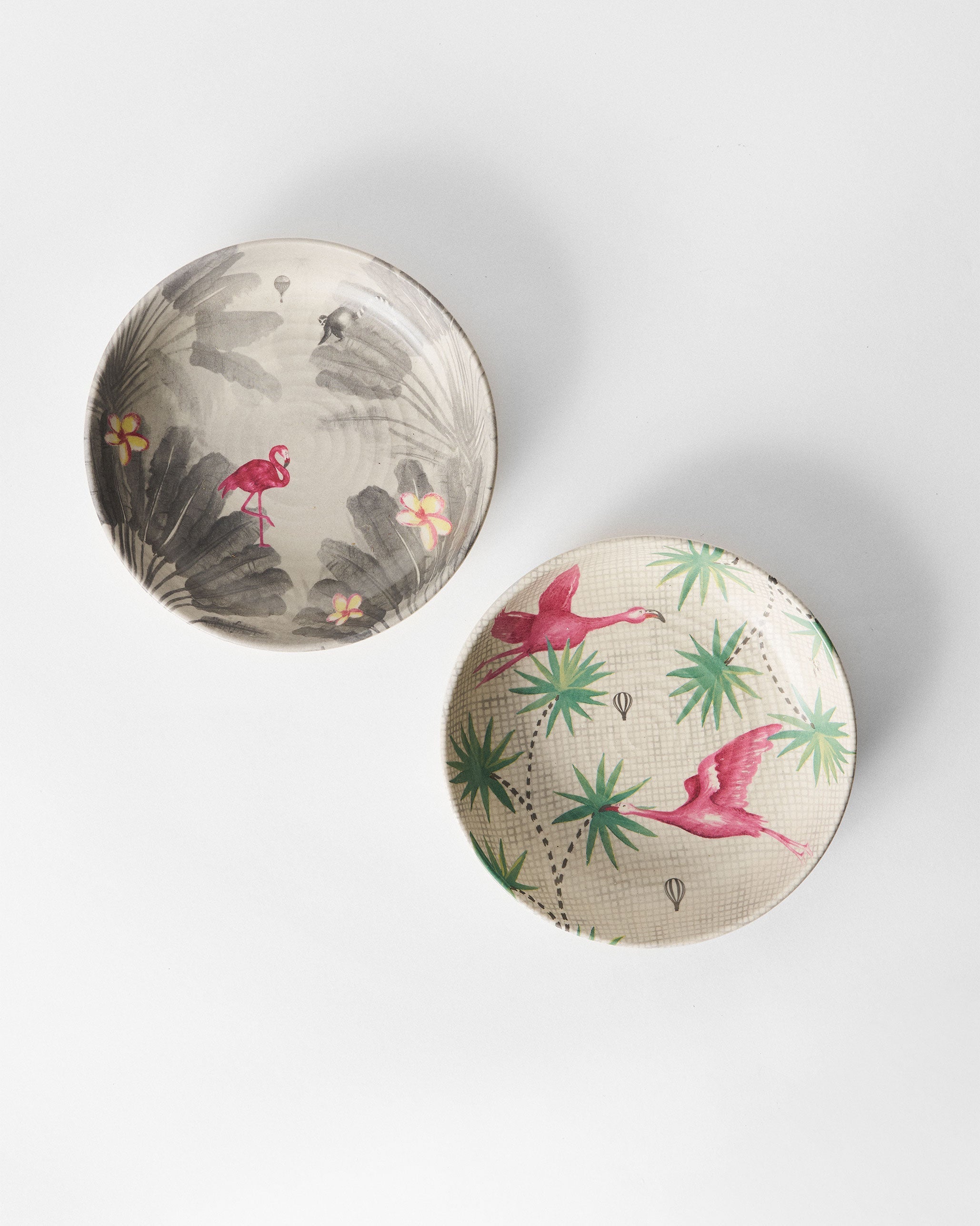 Flamingo Lush Shallow Bowl - Set of 2
