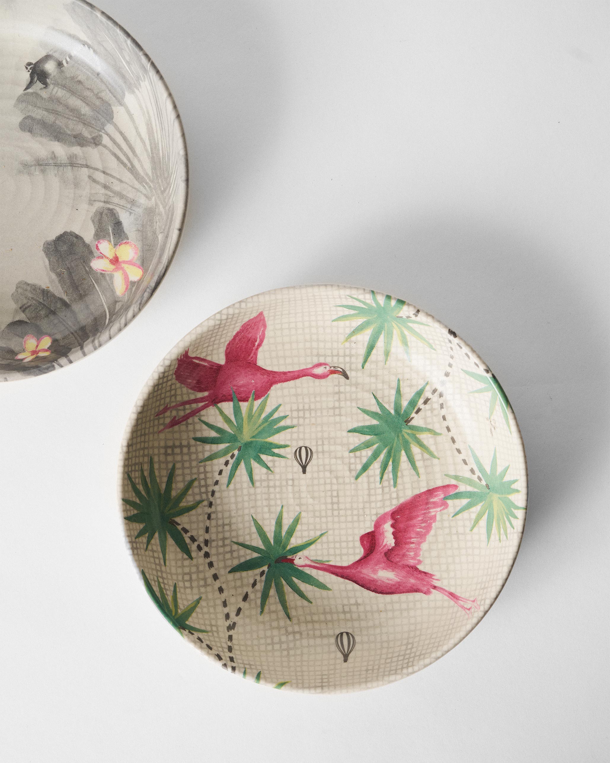 Flamingo Lush Shallow Bowl - Set of 2