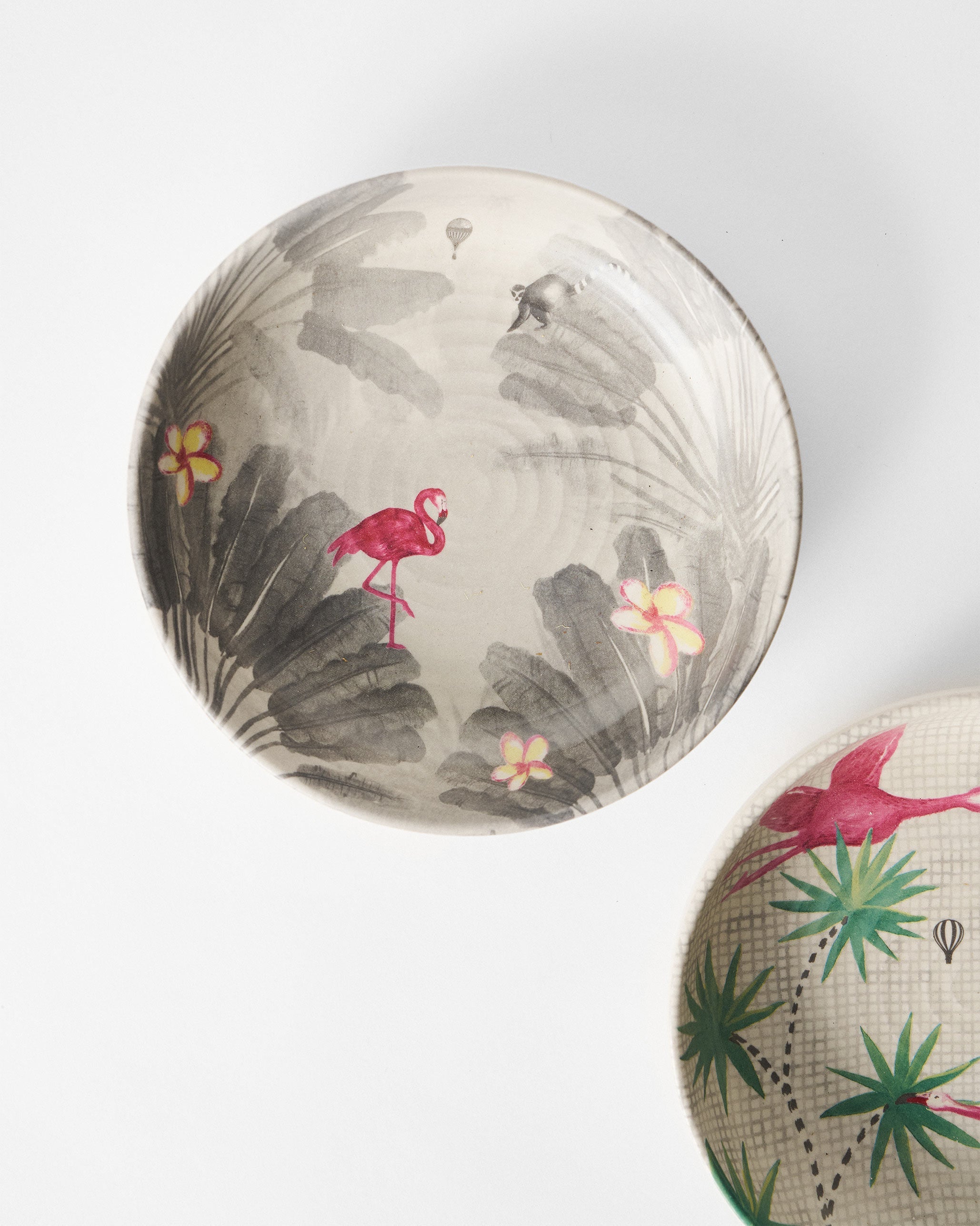 Flamingo Lush Shallow Bowl - Set of 2
