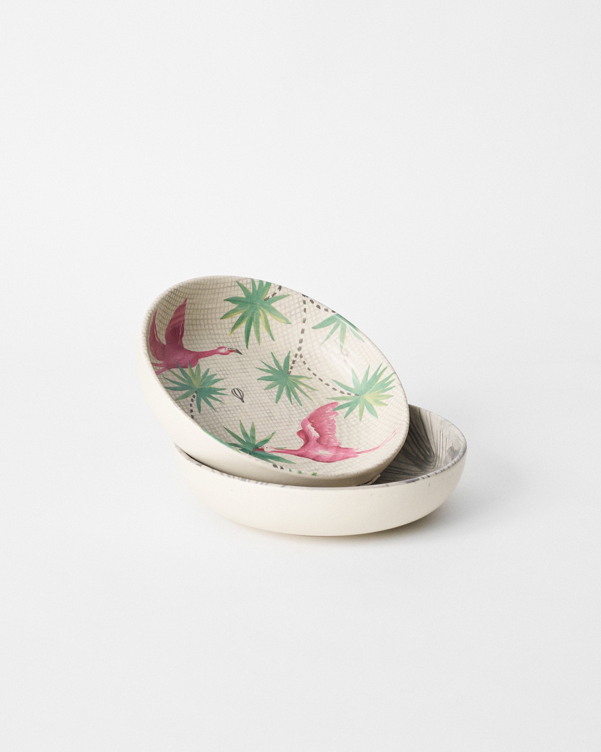 Flamingo Lush Shallow Bowl - Set of 2
