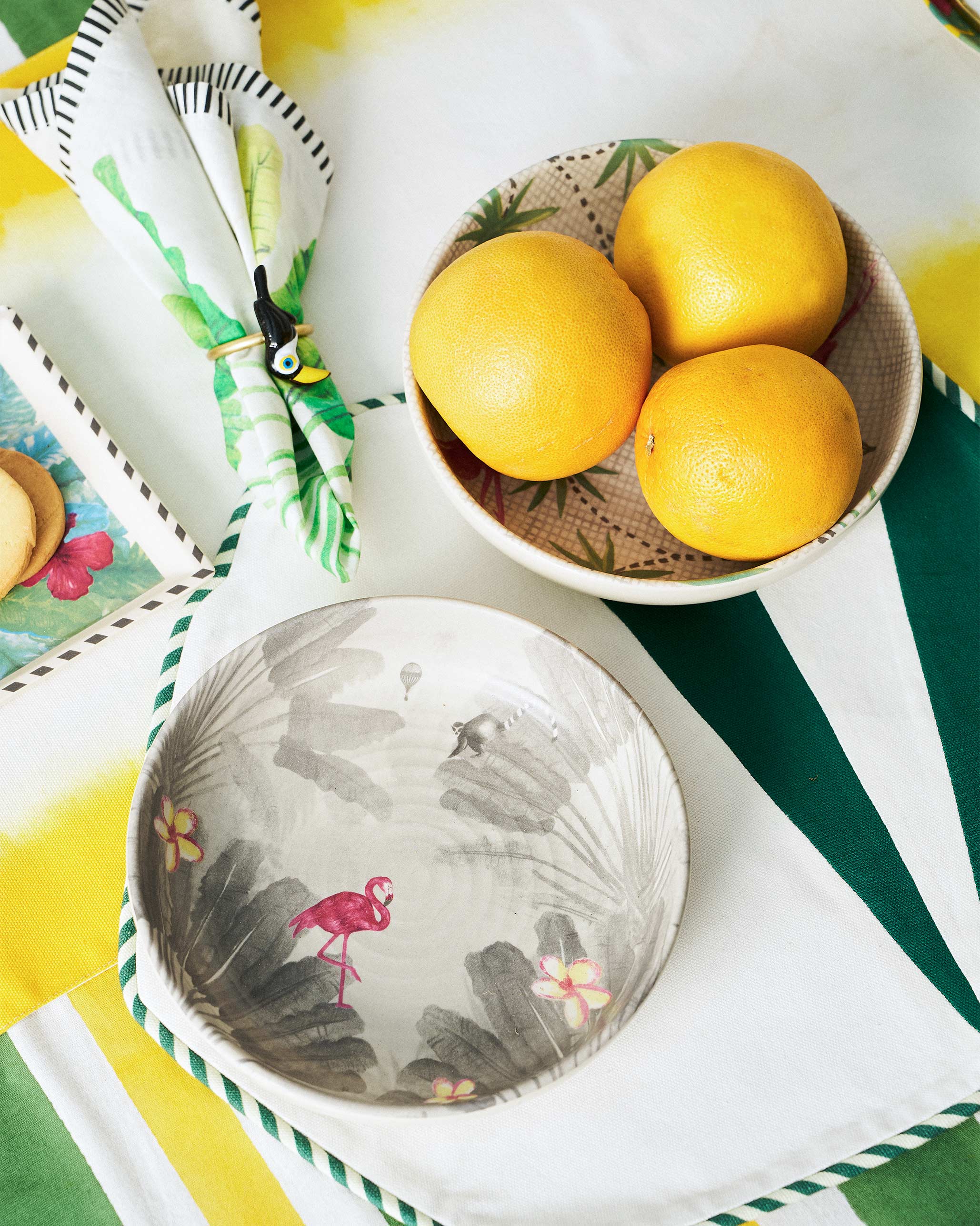 Flamingo Lush Shallow Bowl - Set of 2