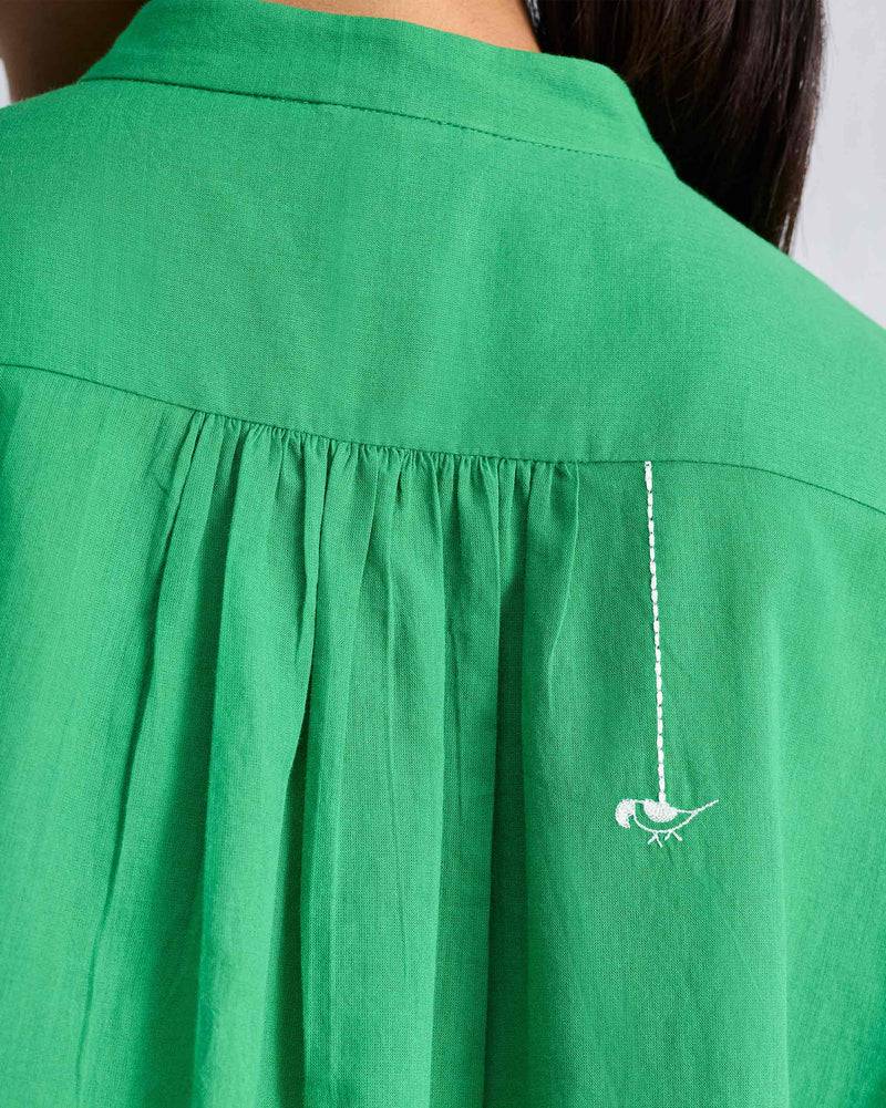 Mandarin Collar Top - Green