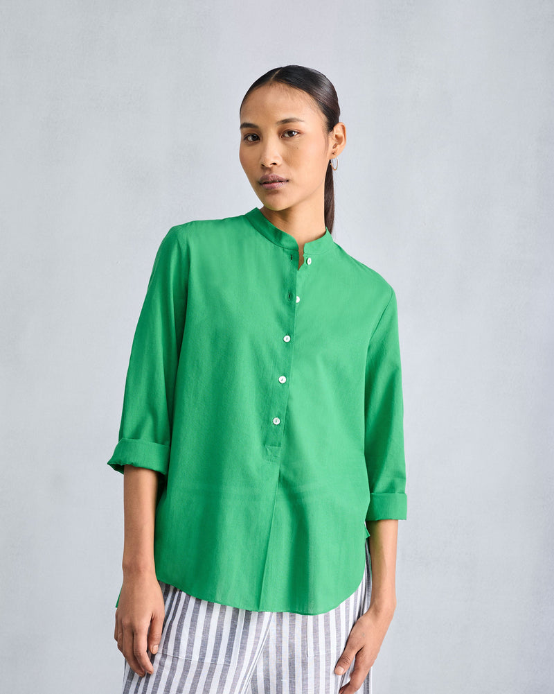 Mandarin Collar Top - Green