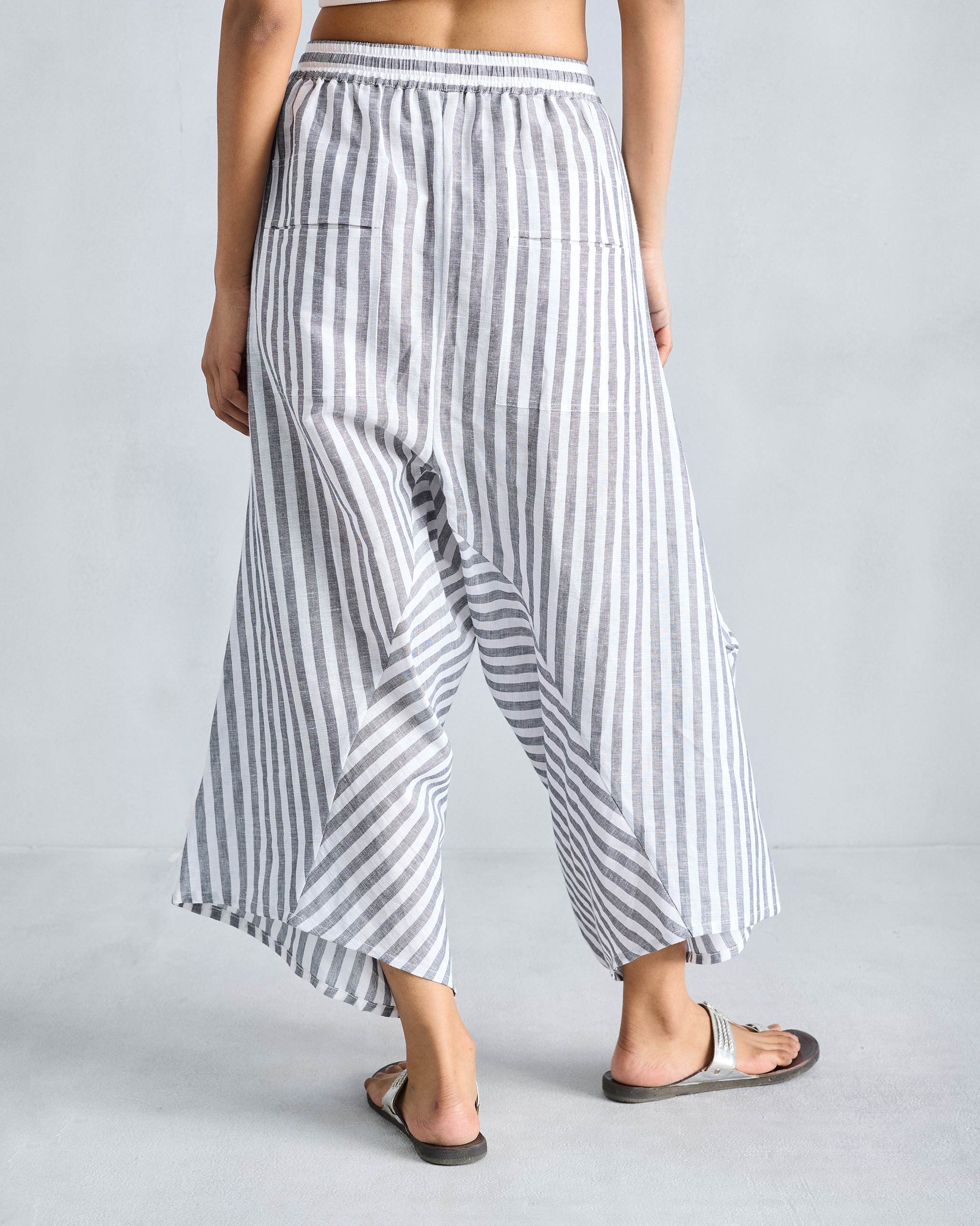 Yoka Trousers - Charcoal & White Stripes