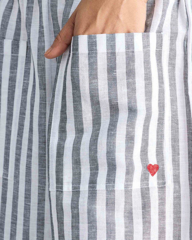 Serene Pants - Charcoal & White Stripes