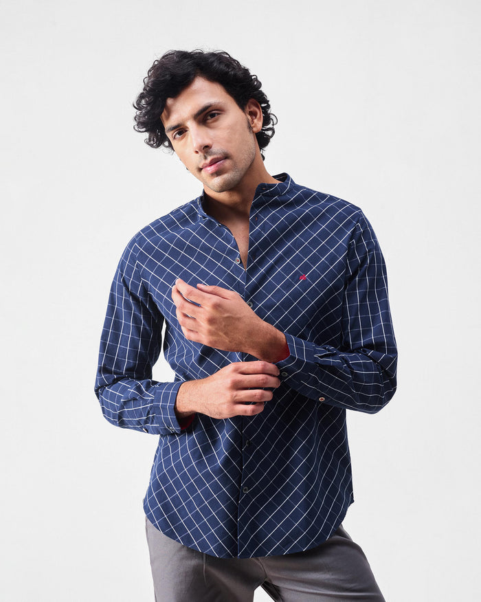 Nawab Shirt - Navy & White Checks