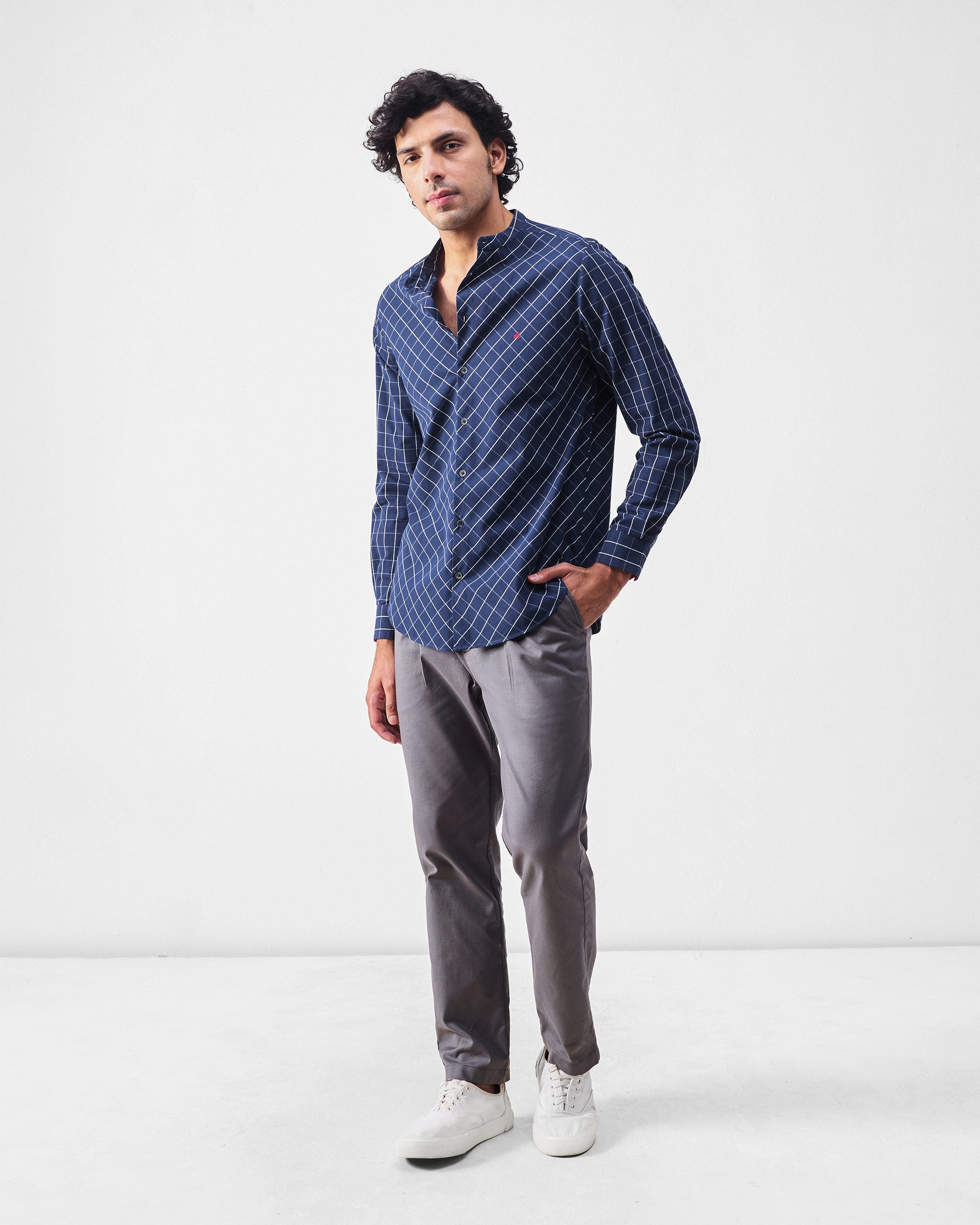 Nawab Shirt - Navy & White Checks