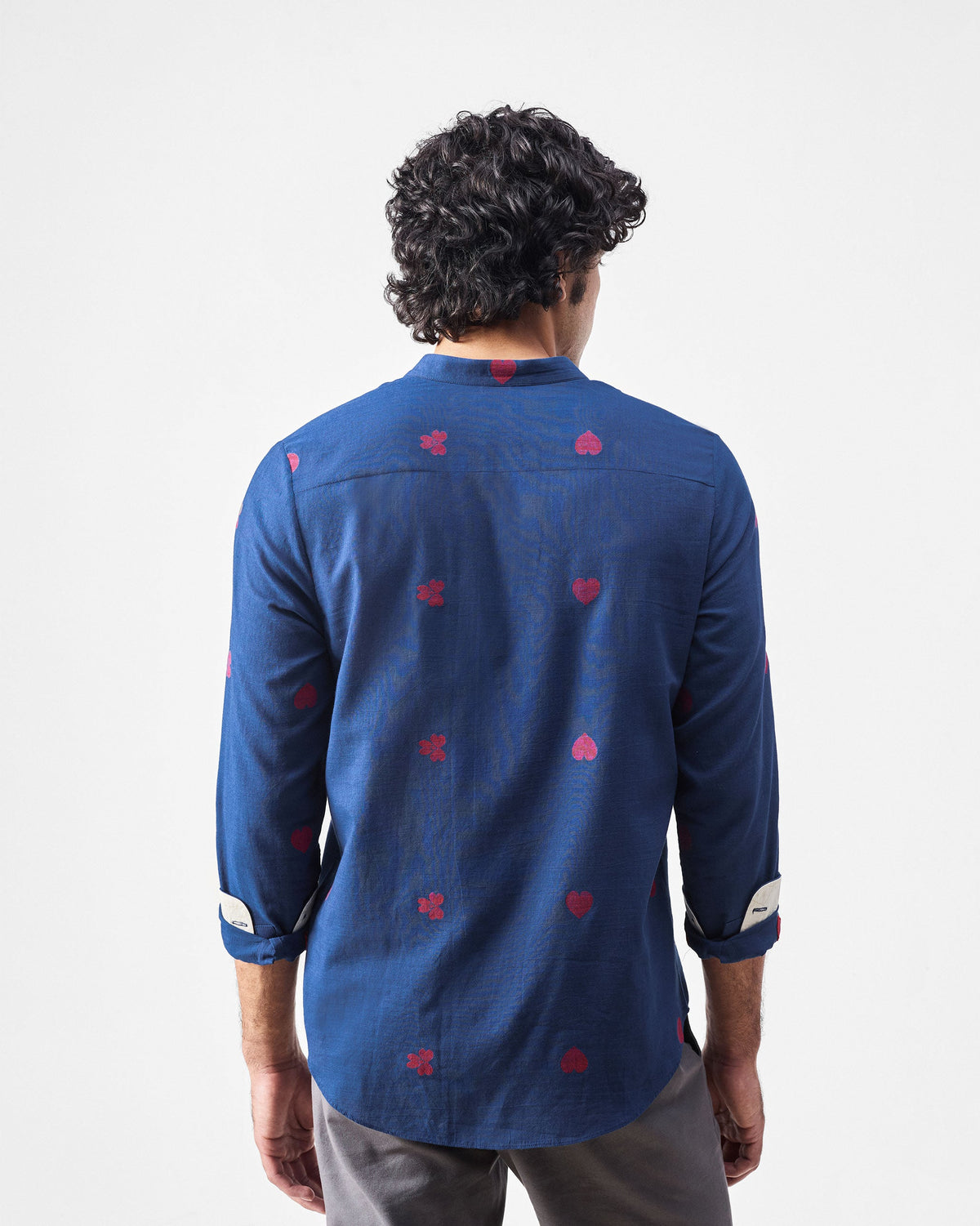 Kawaii Shirt - Navy & Red Jamdani