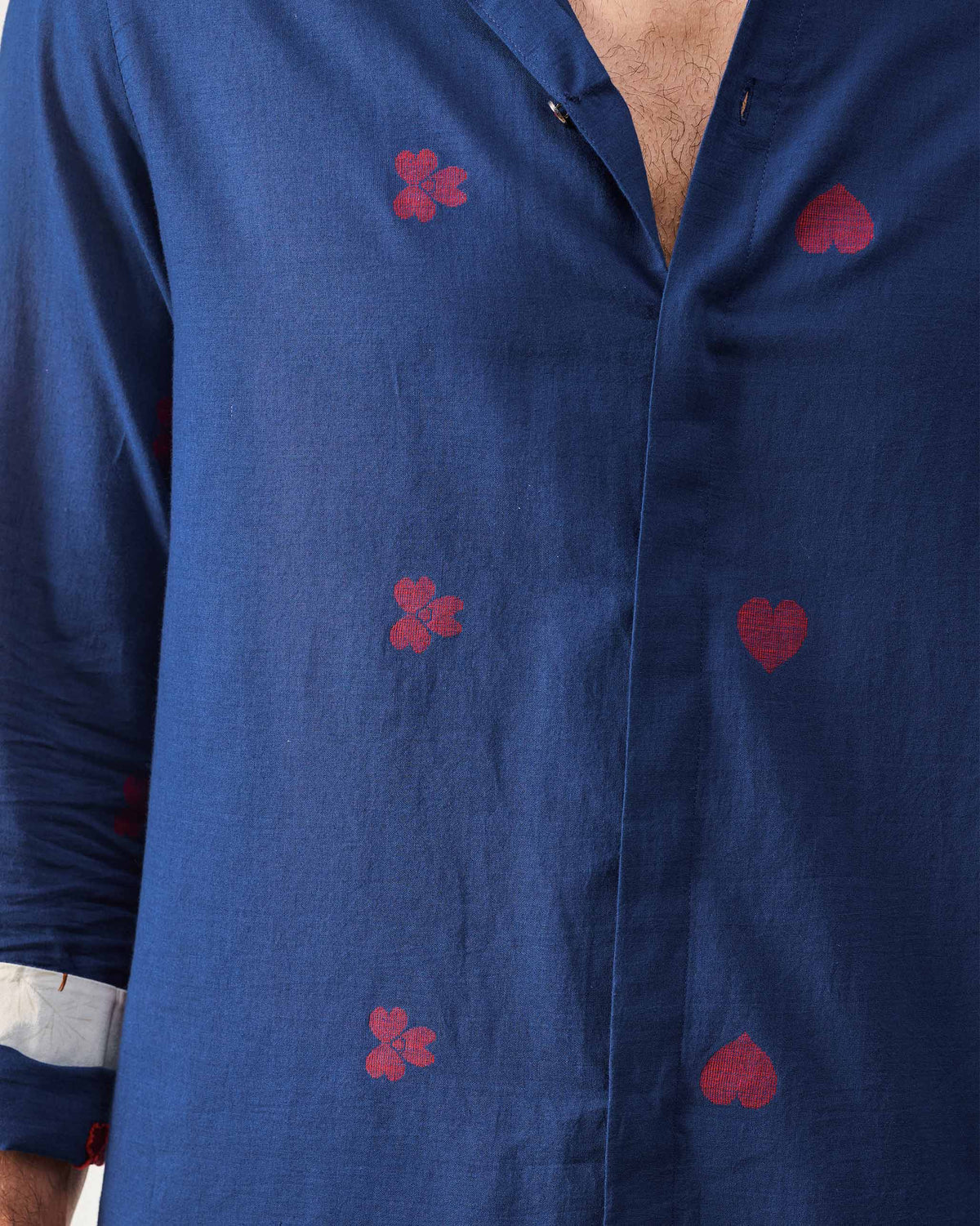 Kawaii Shirt - Navy & Red Jamdani