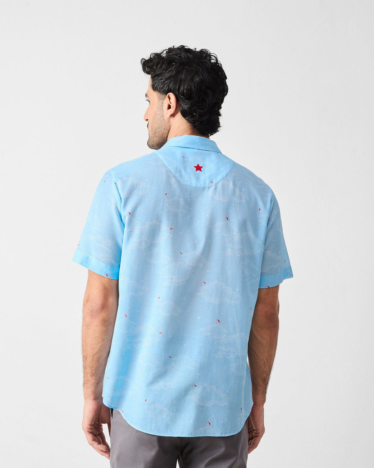 Mistari Shirt - Light Blue & White Print