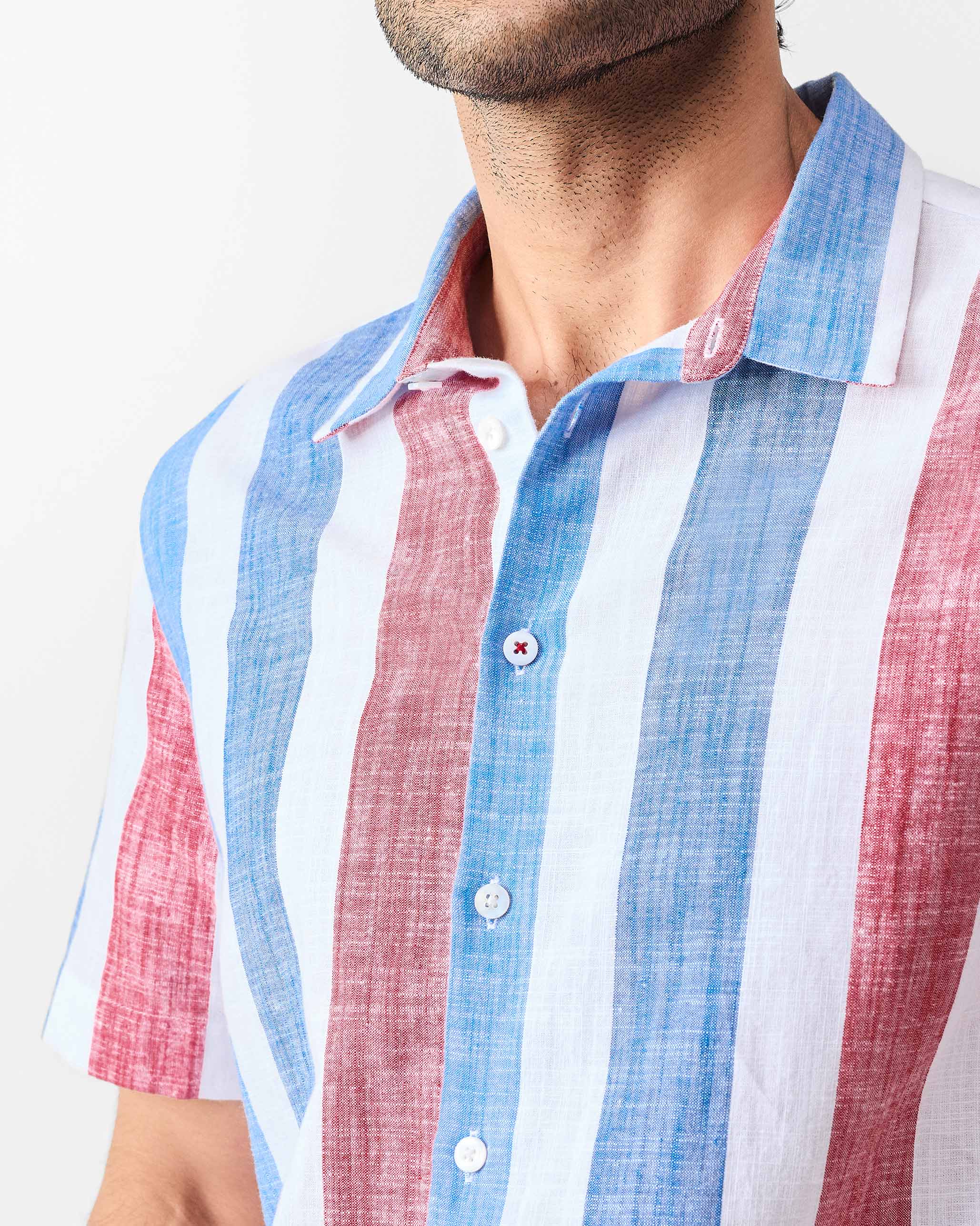 Half Sleeve Shirt Set (Embroidered & Striped)