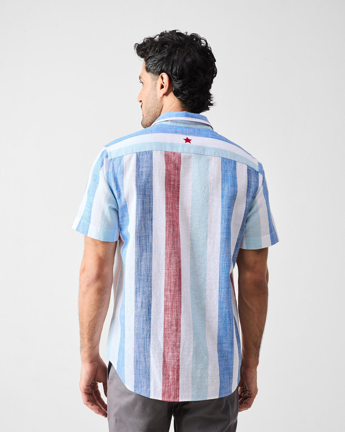 Half Sleeve Shirt Set (Embroidered & Striped)