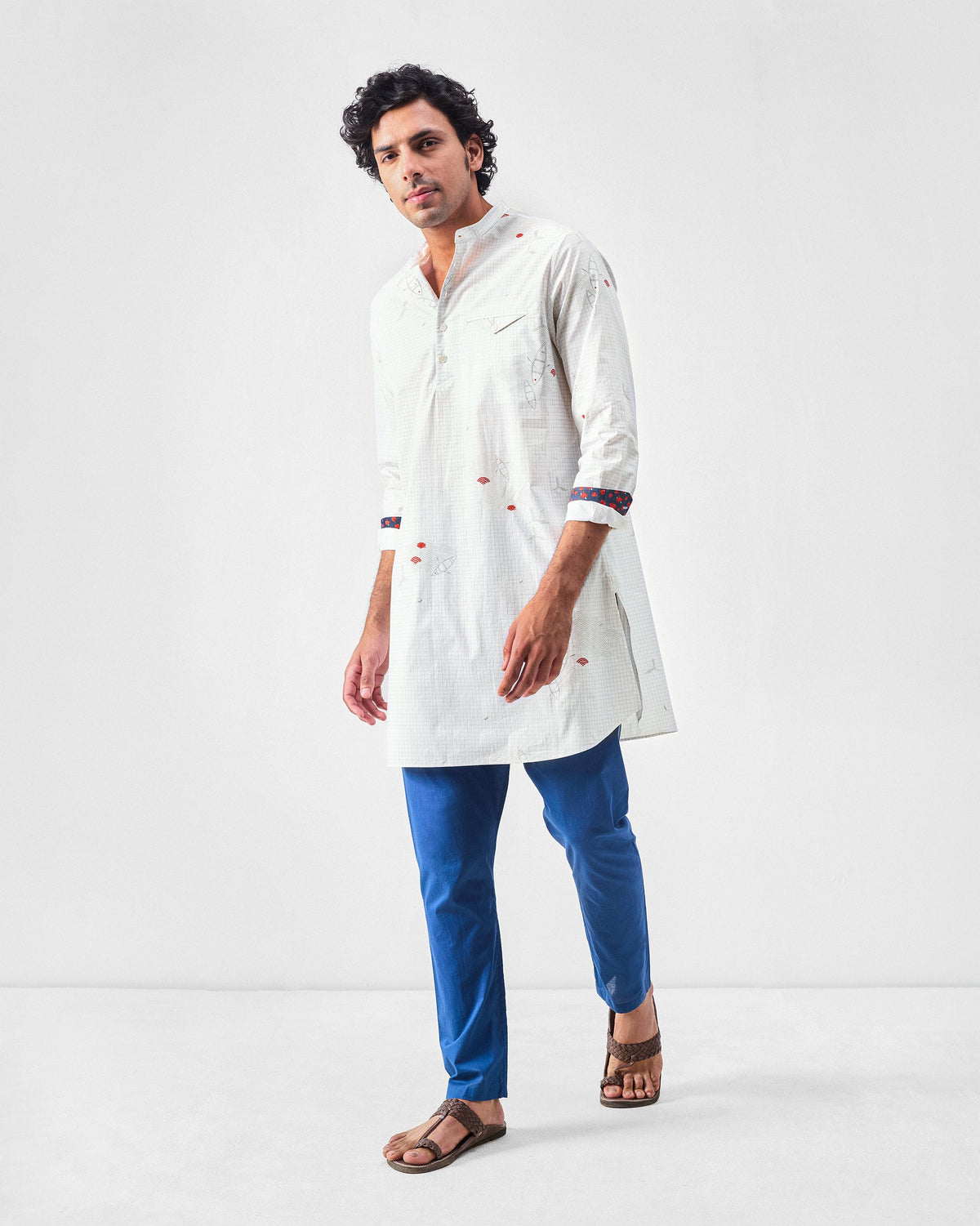 Fort Kurta - White & Grey Print