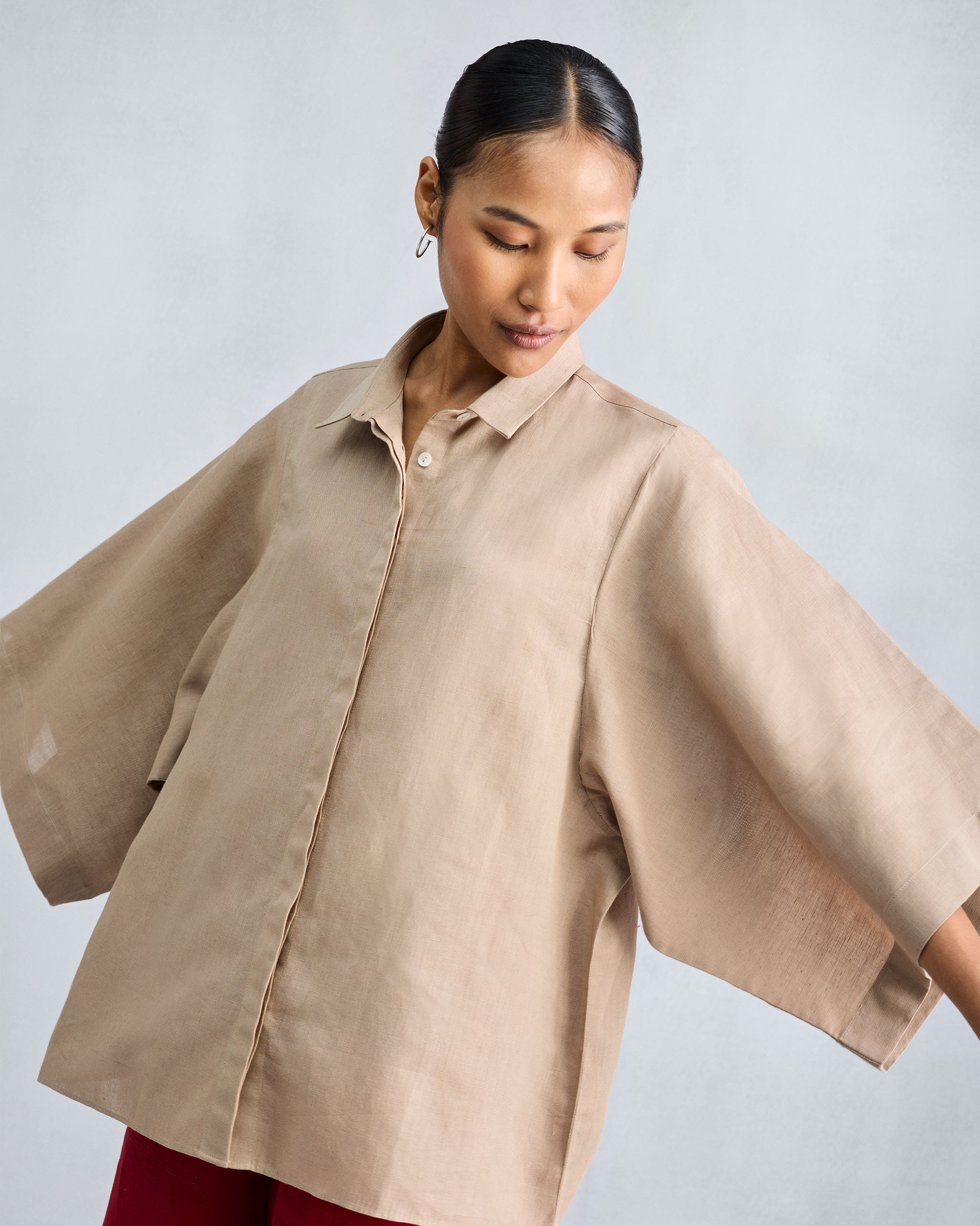 Drop Armhole Shirt - Beige