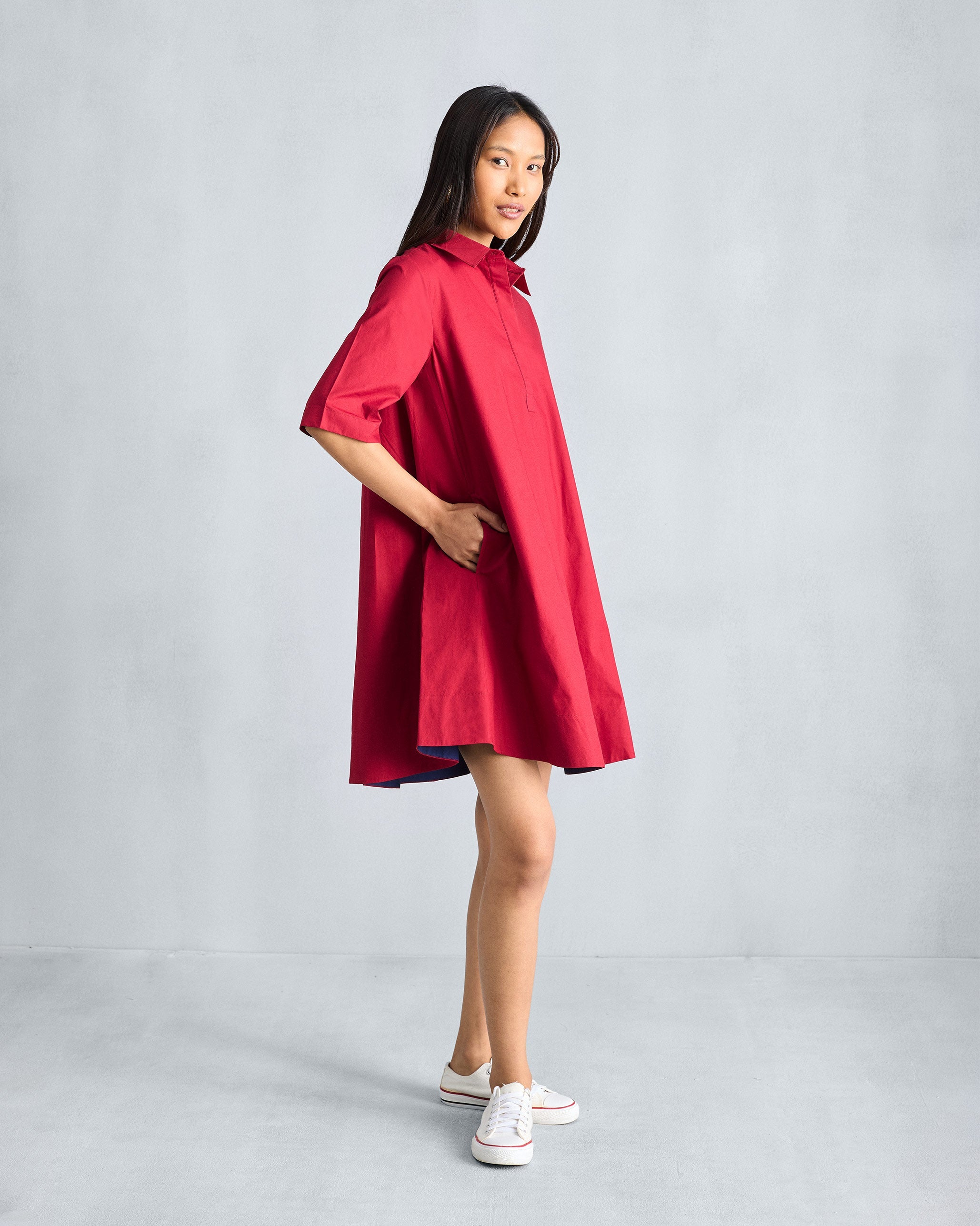 A-line Short Dress - Red