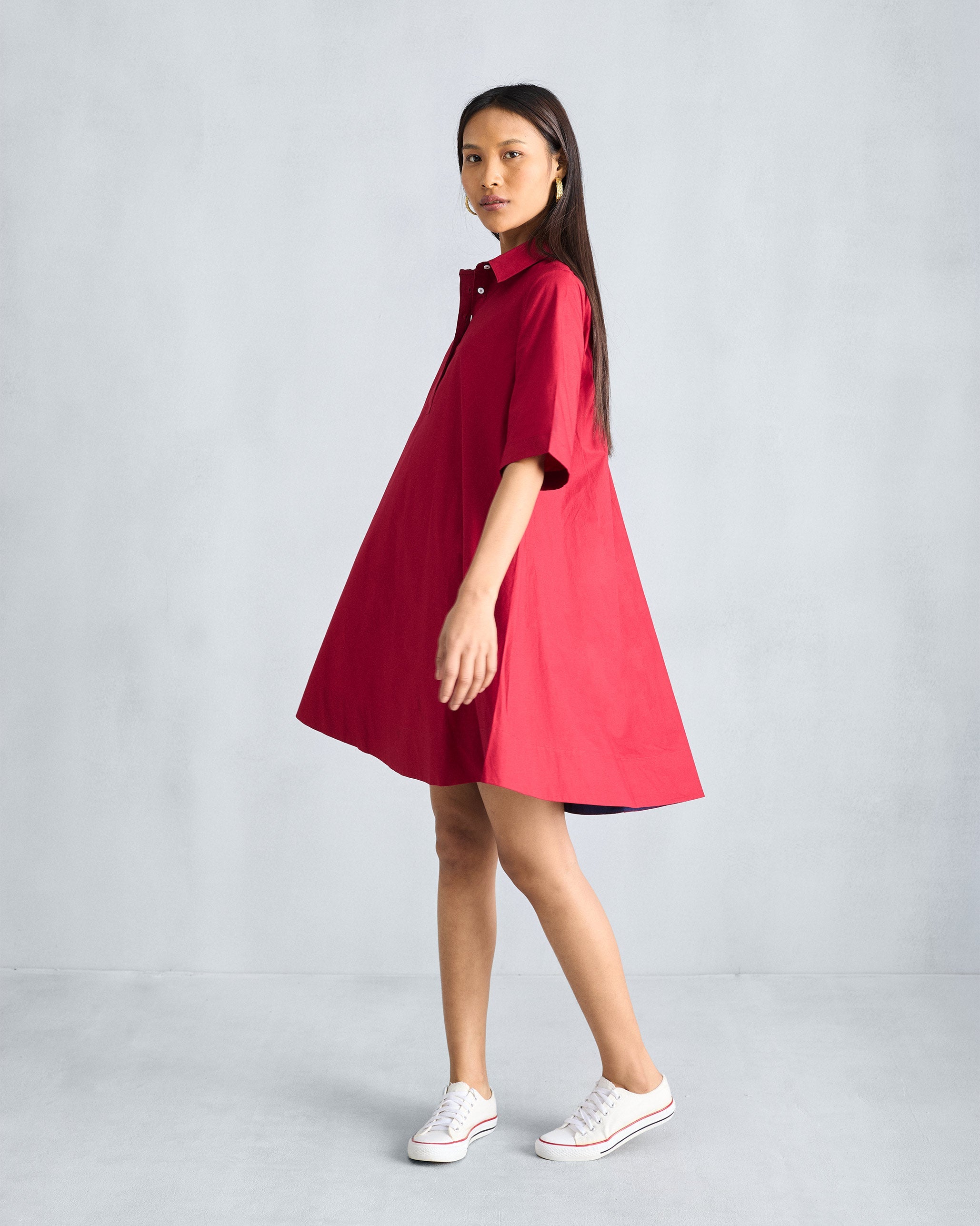 A-line Short Dress - Red