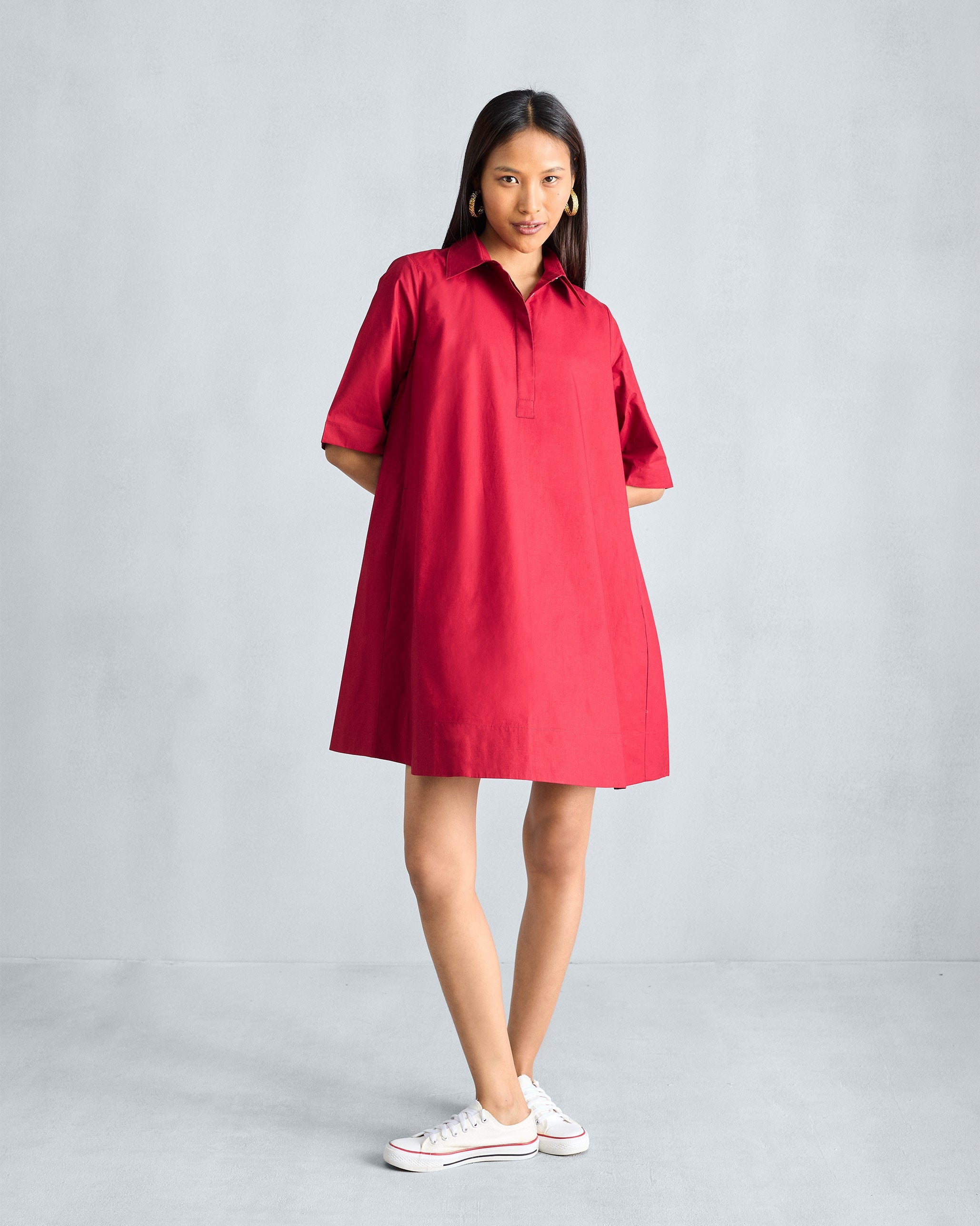 A-line Short Dress - Red
