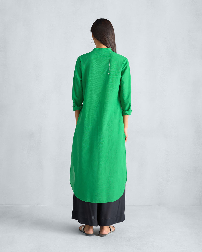 Basic Long Length Kurta - Green