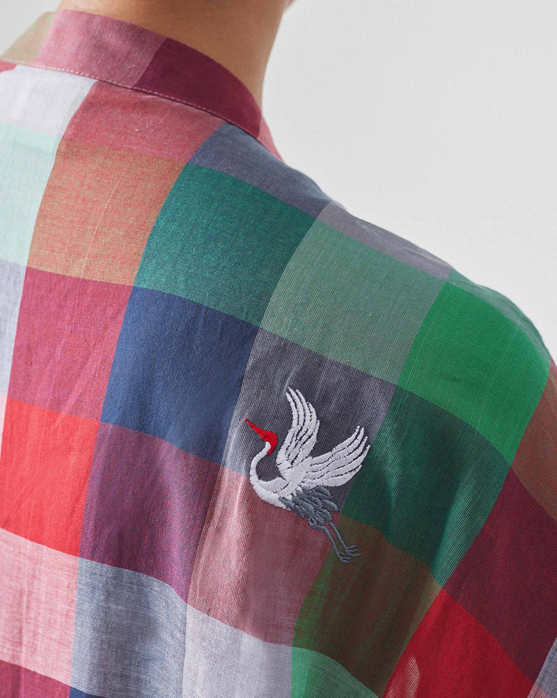 Kyoto Back Pleat Top - Multicolor Checks