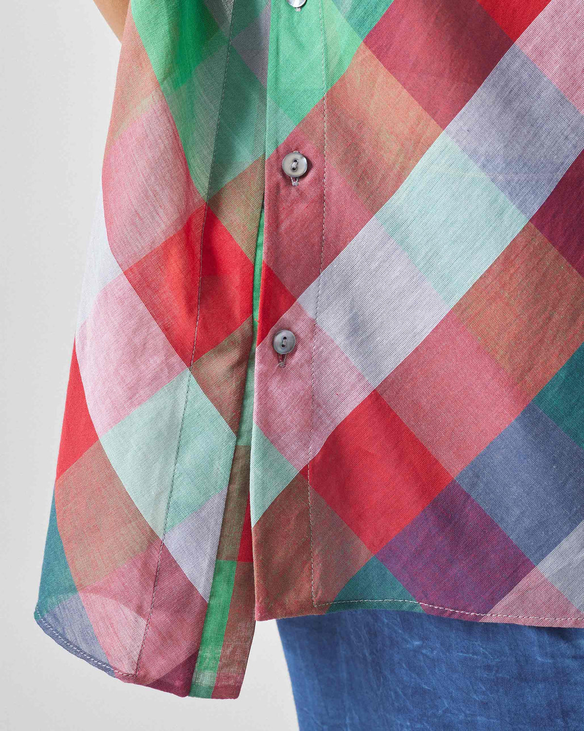 Kyoto Back Pleat Top - Multicolor Checks