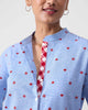 Basic Long Length Kurta - Blue & Red Print