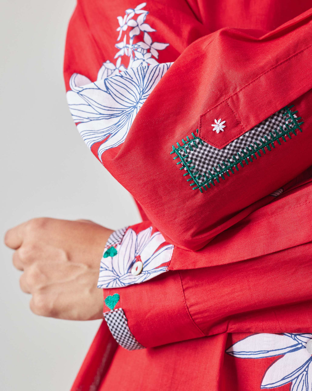 Oversized Shirt - Red & White Print