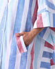 Shiro Boxy Shirt - Blue & Red Stripes