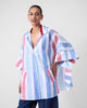 Shiro Boxy Shirt - Blue & Red Stripes