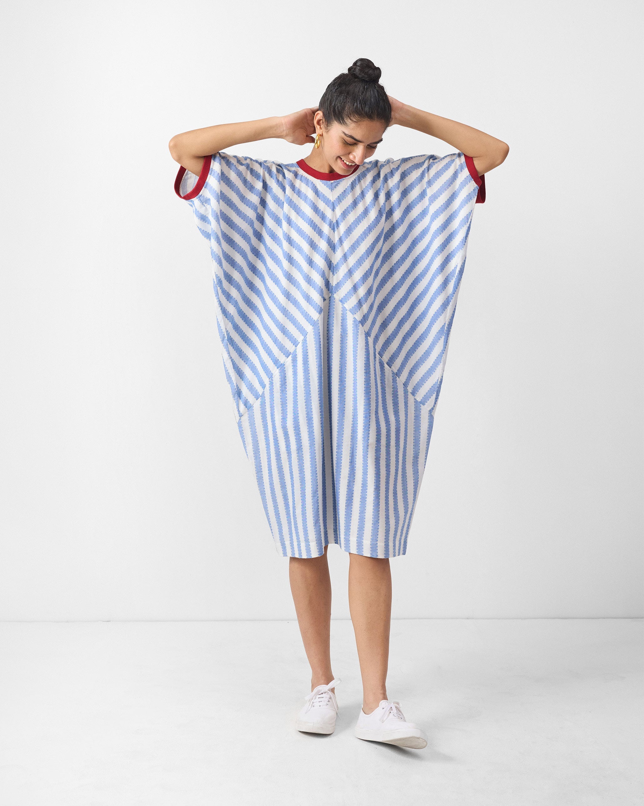 Samurai Dress - Blue & White Stripes