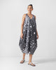 Cowl Dress with Slip - Charcoal & White Print